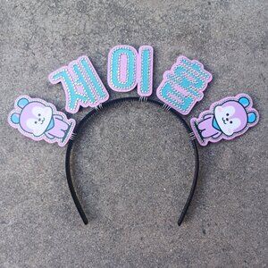 JHope BTS Headband KPOP Rhinestone Hair Banner Hangul Name Handmade